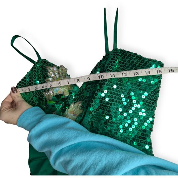 Vintage Alyce Designs Green Sequin Asymmetrical Dress Size 10 - Picture 13 of 16